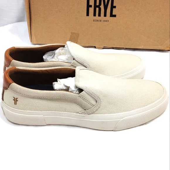 Ⓜ️| Frye | NIB-Beige Canvas Slip On Shoes Frye Gia Natural Beige Canvas Slip On Sneakers Size 6.5 | eBay main image 4